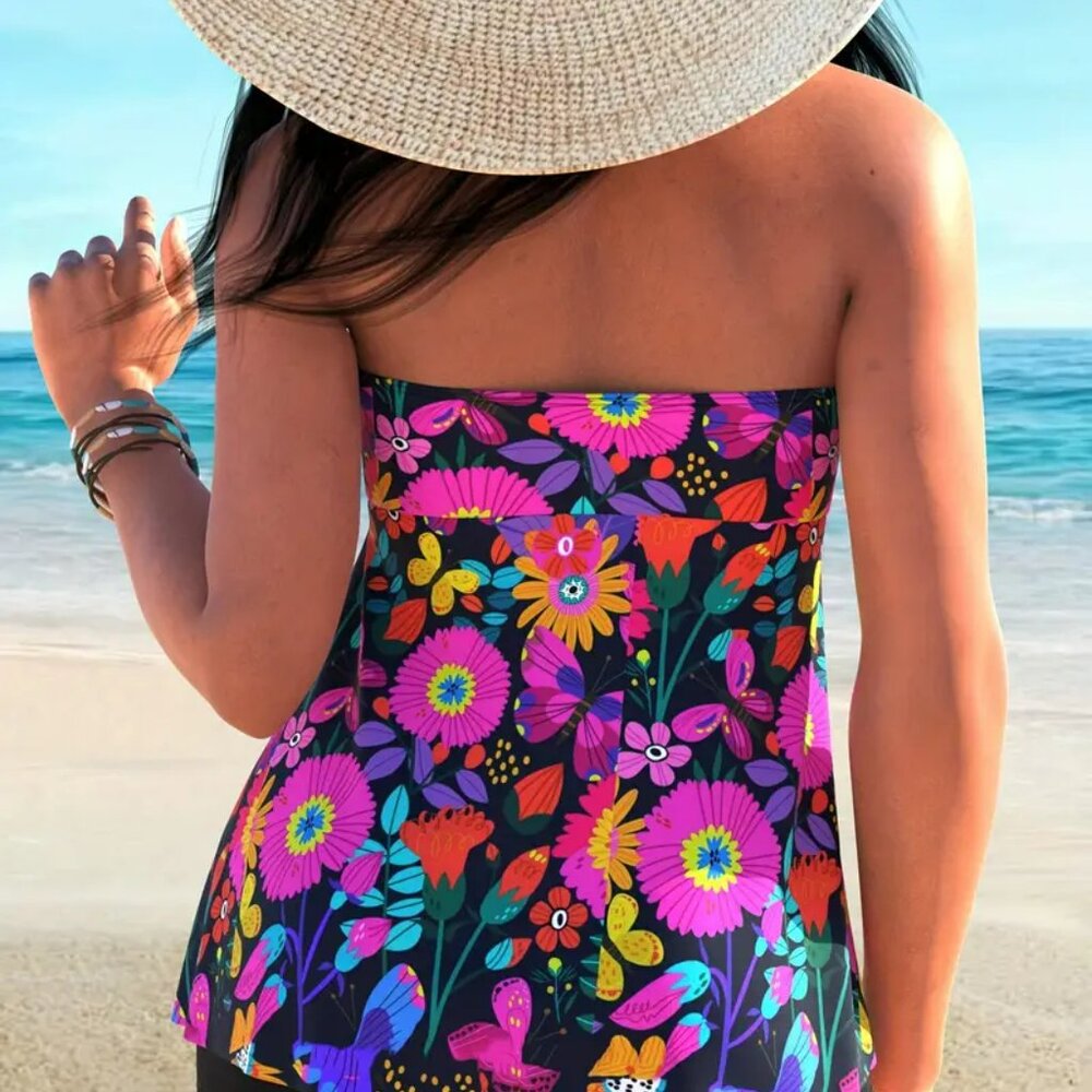 NEW 2 piece Tankini Swim Set, multicolor ruffle #SW-T2-0040 - Picture 3 of 10